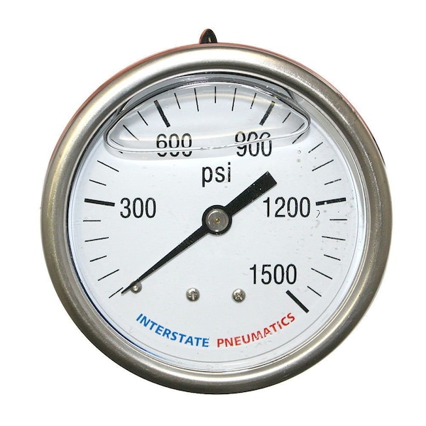 Interstate Pneumatics Oil Filled Pressure Gauge 1500 PSI 2-1/2 Inch Dial 1/4 Inch NPT Rear Mount G7122-1500 - main
